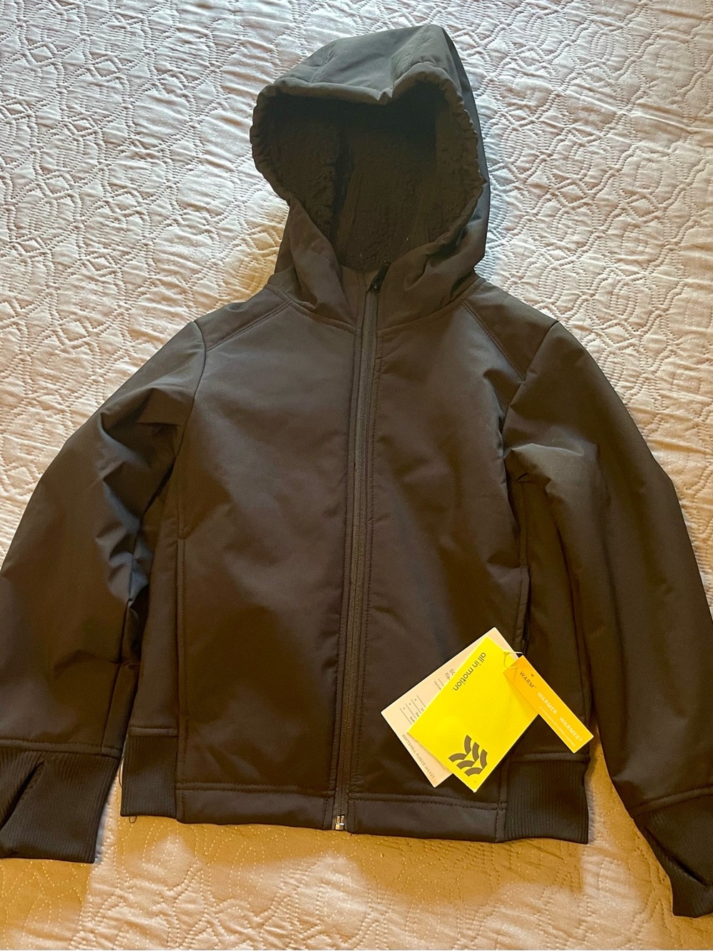 all in motion Black Kids Hooded Jacket with Sherpa Lining